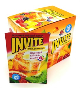 Растворимый напиток ИНВАЙТ Invite Фруктовый коктейль (INV008) 9г*8 бл*24 шт